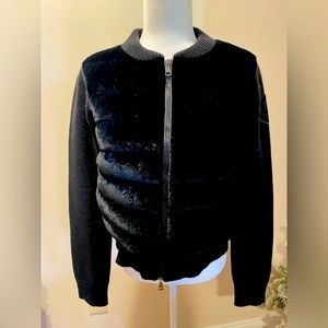 NWT Authentic Moncler Women black  Velvet Knitted Down Jacket Cardigan